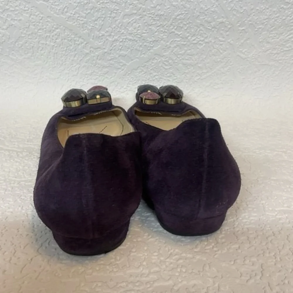 Kate Spade Purple Low Block Heel Rhineston‎ Ballerina Flats Women 9B Italy